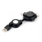 Адаптер Cablexpert A-USB4TO1, 3 mini пори USB та BM порт USB, кабель, що розмотуєтся