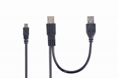 Кабель mini USB 2.0, A-тато+живлення/mini USB 5-пін, 0.9 м, преміум (1 з 3)