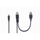 Кабель mini USB 2.0, A-тато+живлення/mini USB 5-пін, 0.9 м, преміум