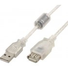 Подовжувач USB 2.0, A-тато/А-мама, 0.75 м, ферит