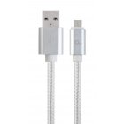 Кабель USB 2.0, A-тато/micro B-тато, 1.8 м, з обплетенням та металевими роз'ємами