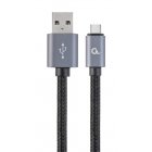 Кабель USB 2.0, A-тато/Type-C, 1.8 м, з обплетенням та металевими роз'ємами