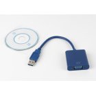 Адаптер USB 3.0 (тато) на VGA (мама) 30 см, синій, пакет