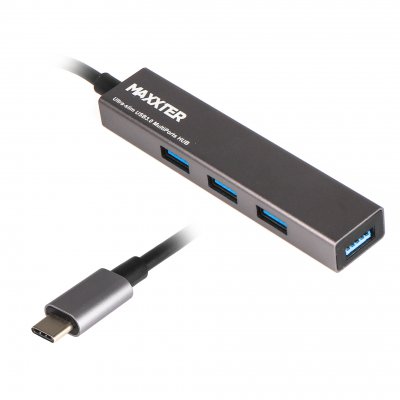 Хаб USB 3.0 Type-С на 4 порти, метал, темно-сірий (1 з 3)