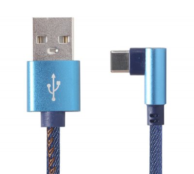 Кабель кутовий USB 2.0 A-тато/C-тато, 1 м, преміум, 2.1 А (1 з 3)