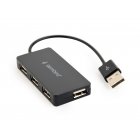 Хаб на 4 порти USB 2.0, пластик, чорний