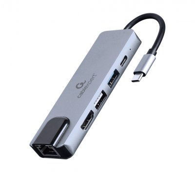 Док станція USB-C 5-в-1 (хаб/HDMI/PD/LAN), сірий (1 з 2)