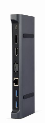 Док станція USB-C 9-в-1 (USB-хаб + HDMI/VGA/DisplayPort/PD/картридер/LAN/3.5-мм аудіо), сірий (1 з 6)