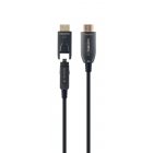 Кабель оптичний (AOC) HDMI-A/D на A, V.2.0, 4К 60Гц, позолочені конектори, 20 м