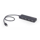 Хаб Type-C на 4 порти USB 2.0, пластик, чорний