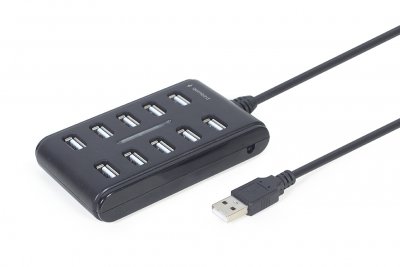 Хаб на 10 портів USB 2.0, пластик, чорний (1 з 5)