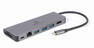 Док станція USB-C 5-в-1 (хаб/HDMI/PD / Кард рідер / LAN), сірий (1 з 5)