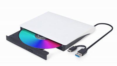 Зовнішній DVD-привід, USB 3.0 (+ Type-C), бiлий (1 з 2)