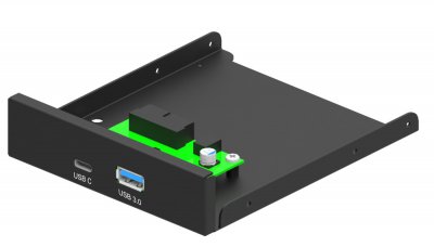 Внутрішня передня панель ПК 3.5'', USB3.1 Type-A+Type-C, чорний (1 з 3)