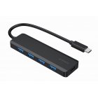 Хаб на 4 порти USB 3.1,USB-C, USB-C PD, пластик, чорний