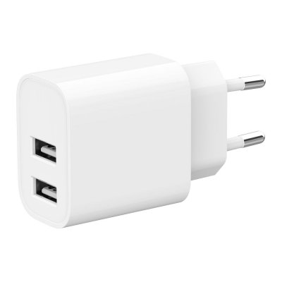 Мережевий ЗП, 2 USB-A 5V/2.4A (12W), білий (1 з 6)