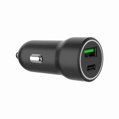 Автомобільний зарядний пристрій, 1xUSB-A (18W QC3.0)+ 1xUSB-C (20W PD), чорний (1 з 5)