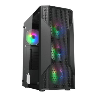 Ігровий корпус, 4*120mm RGB вентилятори передвстановлені, Mini ITX / Micro ATX / ATX, скляне вікно (1 з 18)