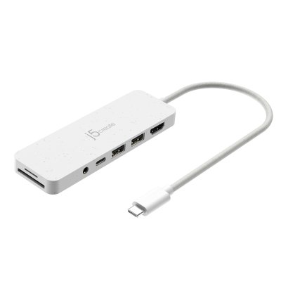 Мультиадаптер USB-C 6-в-1 (хаб/HDMI/картридер/аудіо), білий (1 з 4)
