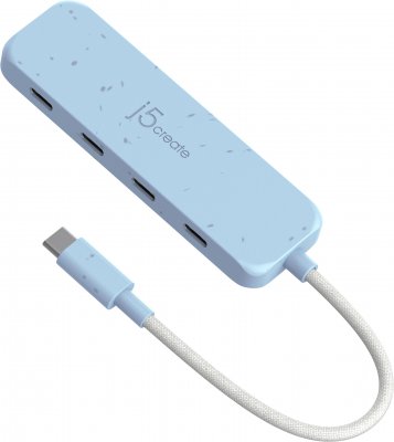 Хаб USB 3.2, 10Gbps, USB-С на 4 USB-С, блакитний (1 з 5)