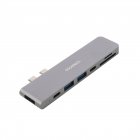 Док станція USB-C 7-в-1 (HDMI/картрідер/USB-A/USB-C), для MacBook Pro/Air, алюміній