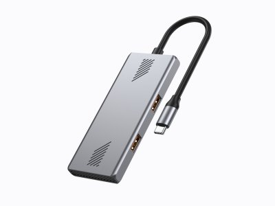 Хаб на 4 порти 2xUSB 3.2,2xUSB-C, метал, сріблястий (1 з 4)