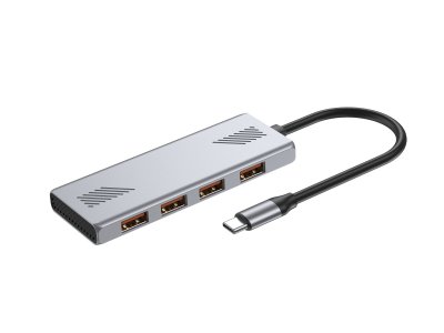 Хаб на 4 порти USB 3.2, метал, сріблястий (1 з 3)