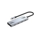 Хаб на 4 порти USB-С 3.2, метал, сріблястий