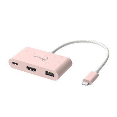 Мультиадаптер USB-C 3-в-1 (хаб/HDMI/PD), рожевий (1 з 3)