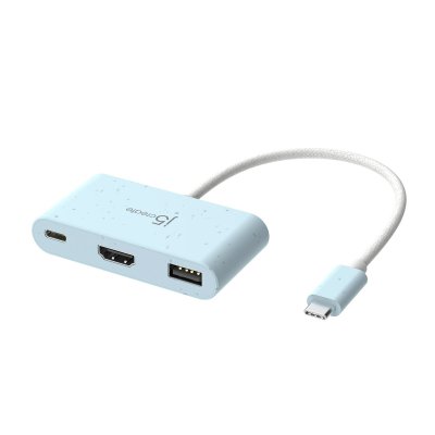 Мультиадаптер USB-C 3-в-1 (хаб/HDMI/PD), блакитний (1 з 3)