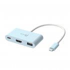 Мультиадаптер USB-C 3-в-1 (хаб/HDMI/PD), блакитний